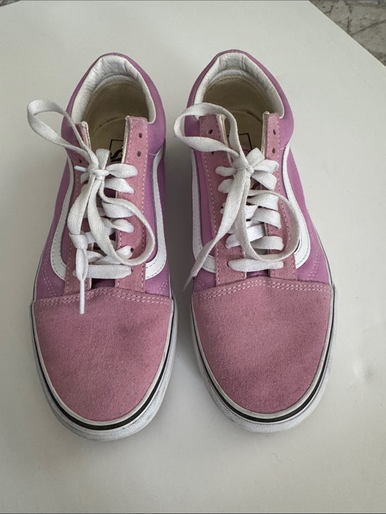 Vans Shoes - Vans Women's Low-Top Pink Canvas & Suede Sneakers with White Stripe